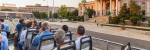belgrad panorama 1 300x100 - Belgrade, Serbia Jun 5, 2018 - Tourists Looking At The Parliament Building While Traveling With Belg